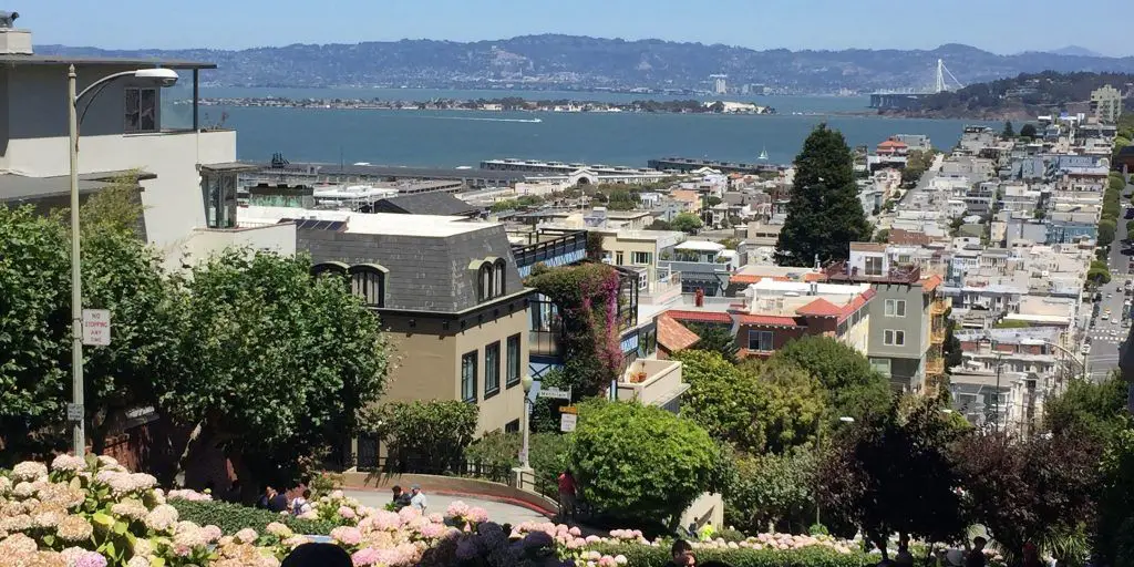 San Franciscos scenic cityscape featuring lush gardens, diverse architecture, and tranquil bay view.